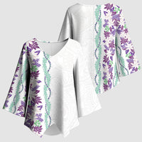 Monstera Tiare Plumeria Kimono Sleeve Blouse Purple Polynesian Pattern LT01 - Polynesian Pride