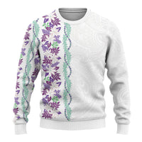 Monstera Tiare Plumeria Ugly Christmas Sweater Purple Polynesian Pattern LT01 - Polynesian Pride