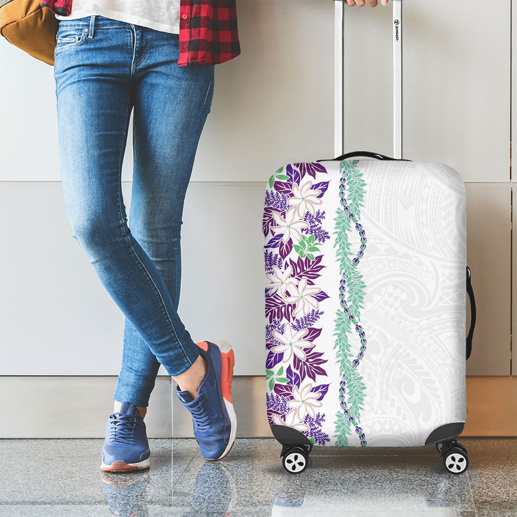 Monstera Tiare Plumeria Luggage Cover Purple Polynesian Pattern LT01 - Polynesian Pride