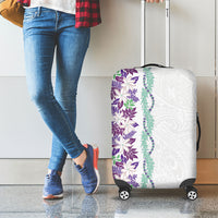 Monstera Tiare Plumeria Luggage Cover Purple Polynesian Pattern LT01 - Polynesian Pride