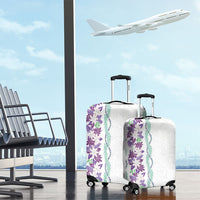 Monstera Tiare Plumeria Luggage Cover Purple Polynesian Pattern LT01 - Polynesian Pride