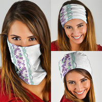 Monstera Tiare Plumeria Neck Gaiter Purple Polynesian Pattern LT01 - Polynesian Pride