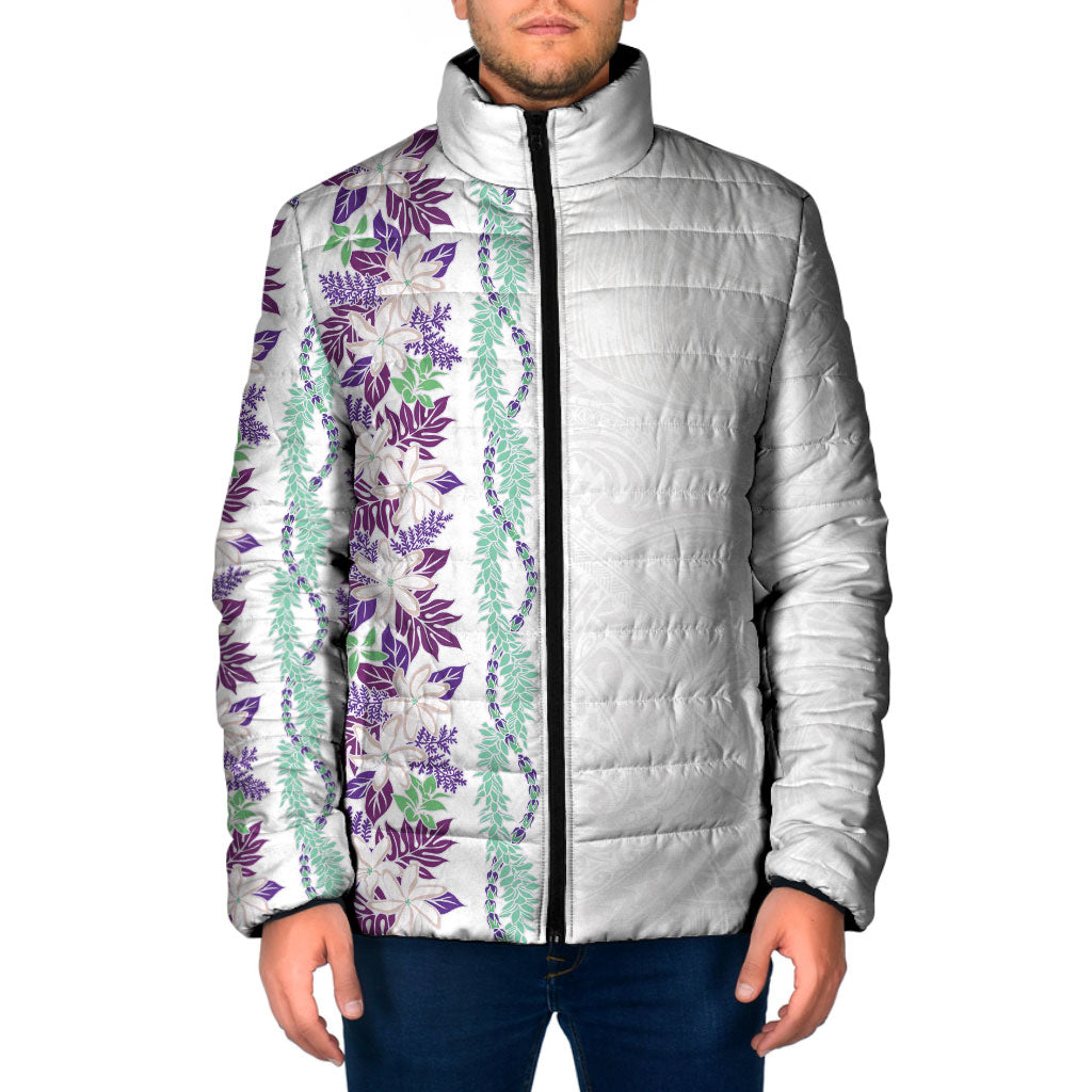 Monstera Tiare Plumeria Padded Jacket Purple Polynesian Pattern LT01 Men Purple - Polynesian Pride