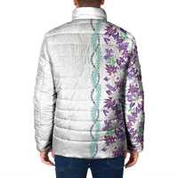 Monstera Tiare Plumeria Padded Jacket Purple Polynesian Pattern LT01 - Polynesian Pride
