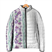 Monstera Tiare Plumeria Padded Jacket Purple Polynesian Pattern LT01 - Polynesian Pride