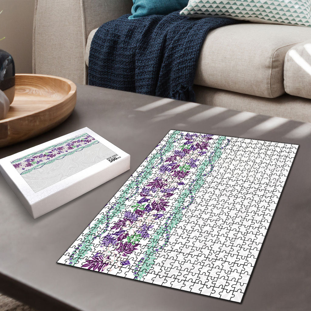 Monstera Tiare Plumeria Puzzle Purple Polynesian Pattern LT01 - Polynesian Pride