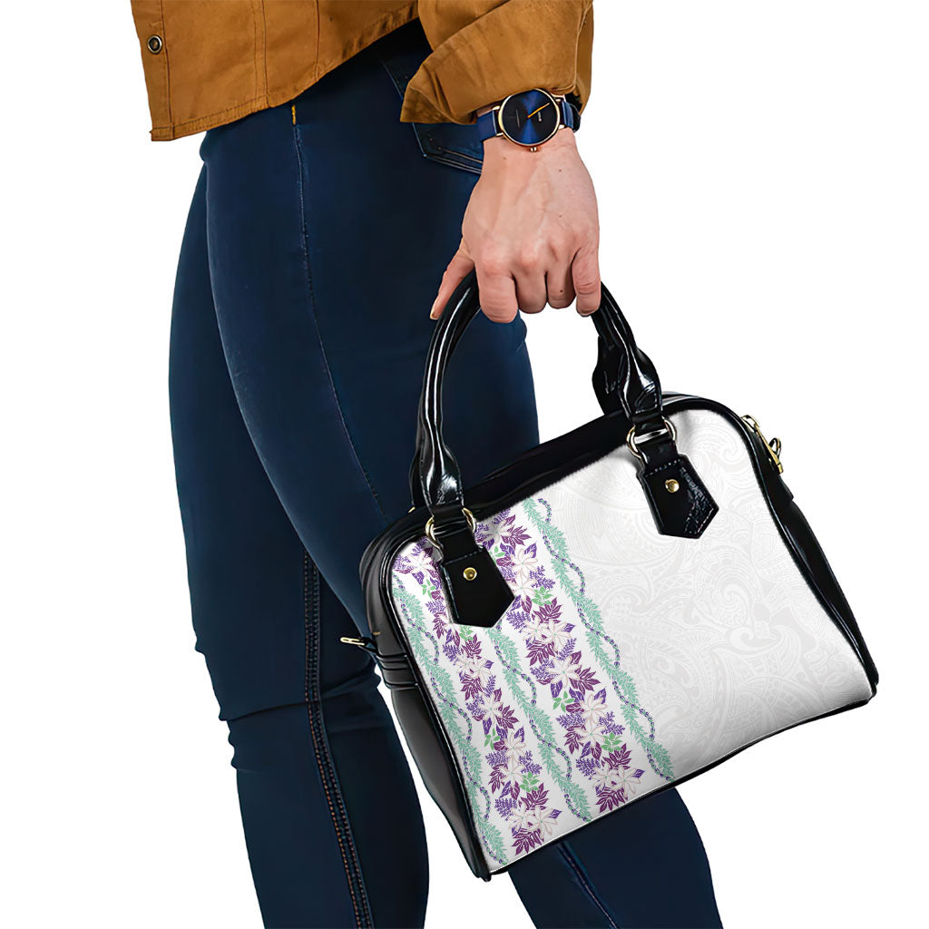 Monstera Tiare Plumeria Shoulder Handbag Purple Polynesian Pattern LT01 - Polynesian Pride