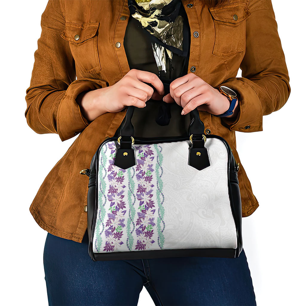 Monstera Tiare Plumeria Shoulder Handbag Purple Polynesian Pattern LT01 - Polynesian Pride