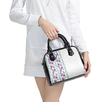 Monstera Tiare Plumeria Shoulder Handbag Purple Polynesian Pattern LT01 - Polynesian Pride