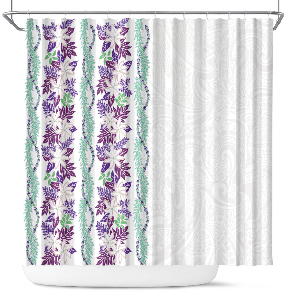 Monstera Tiare Plumeria Shower Curtain Purple Polynesian Pattern LT01 Purple - Polynesian Pride