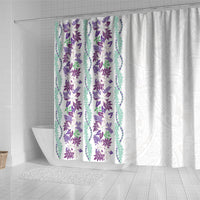 Monstera Tiare Plumeria Shower Curtain Purple Polynesian Pattern LT01 - Polynesian Pride