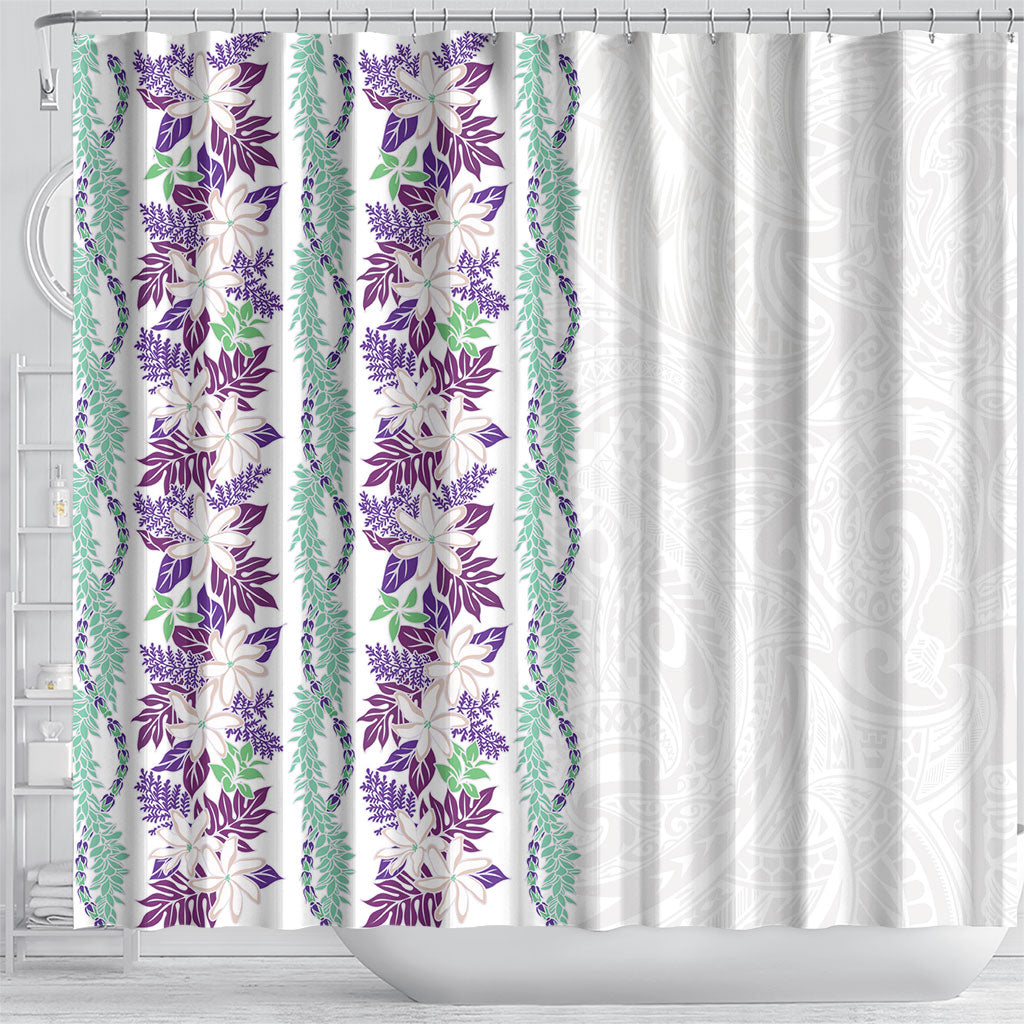 Monstera Tiare Plumeria Shower Curtain Purple Polynesian Pattern LT01 - Polynesian Pride
