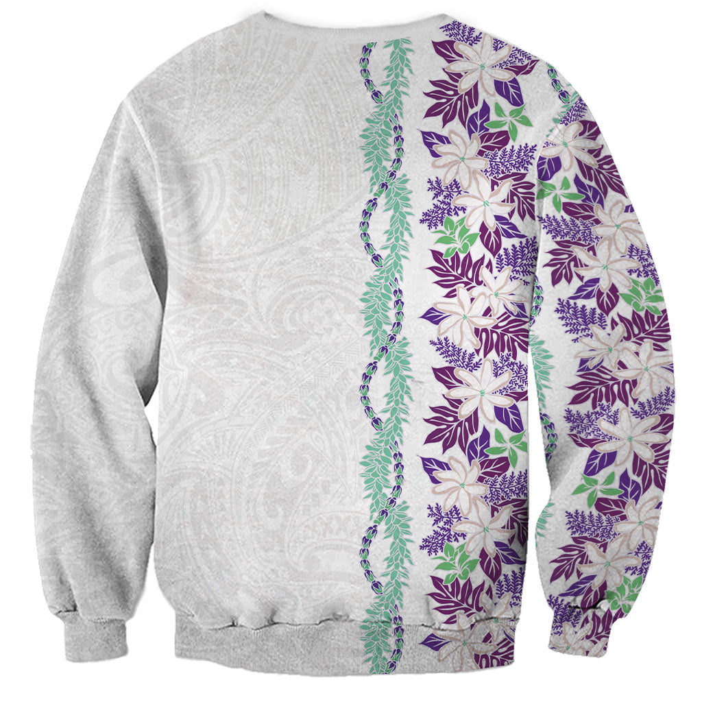 Monstera Tiare Plumeria Sweatshirt Purple Polynesian Pattern LT01 - Polynesian Pride