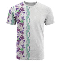 Monstera Tiare Plumeria T Shirt Purple Polynesian Pattern LT01 Purple - Polynesian Pride