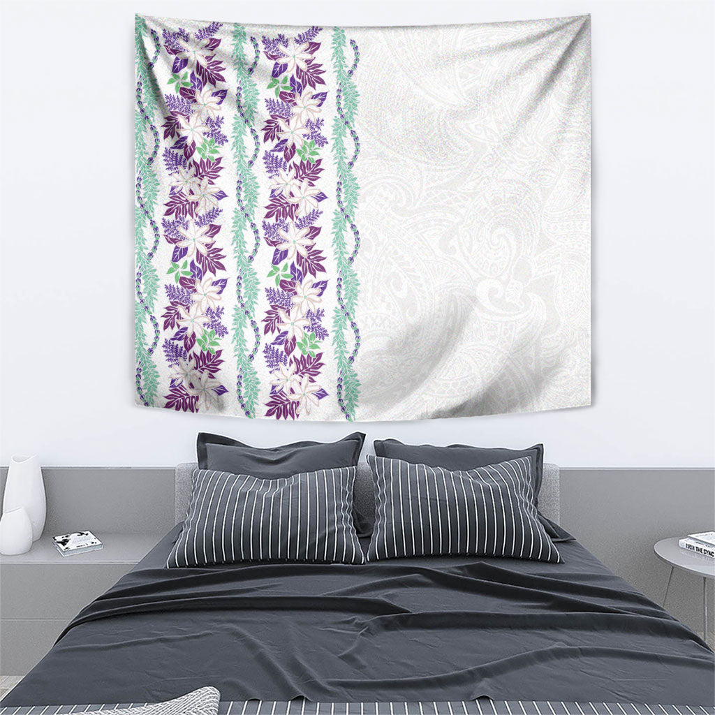 Monstera Tiare Plumeria Tapestry Purple Polynesian Pattern LT01 - Polynesian Pride