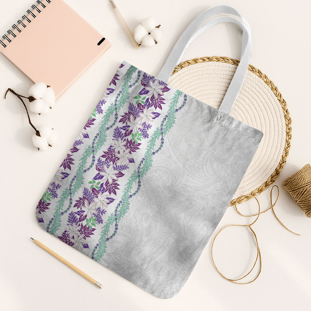 Monstera Tiare Plumeria Tote Bag Purple Polynesian Pattern LT01 White Strap One Size Purple - Polynesian Pride