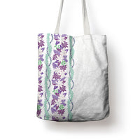 Monstera Tiare Plumeria Tote Bag Purple Polynesian Pattern LT01 - Polynesian Pride