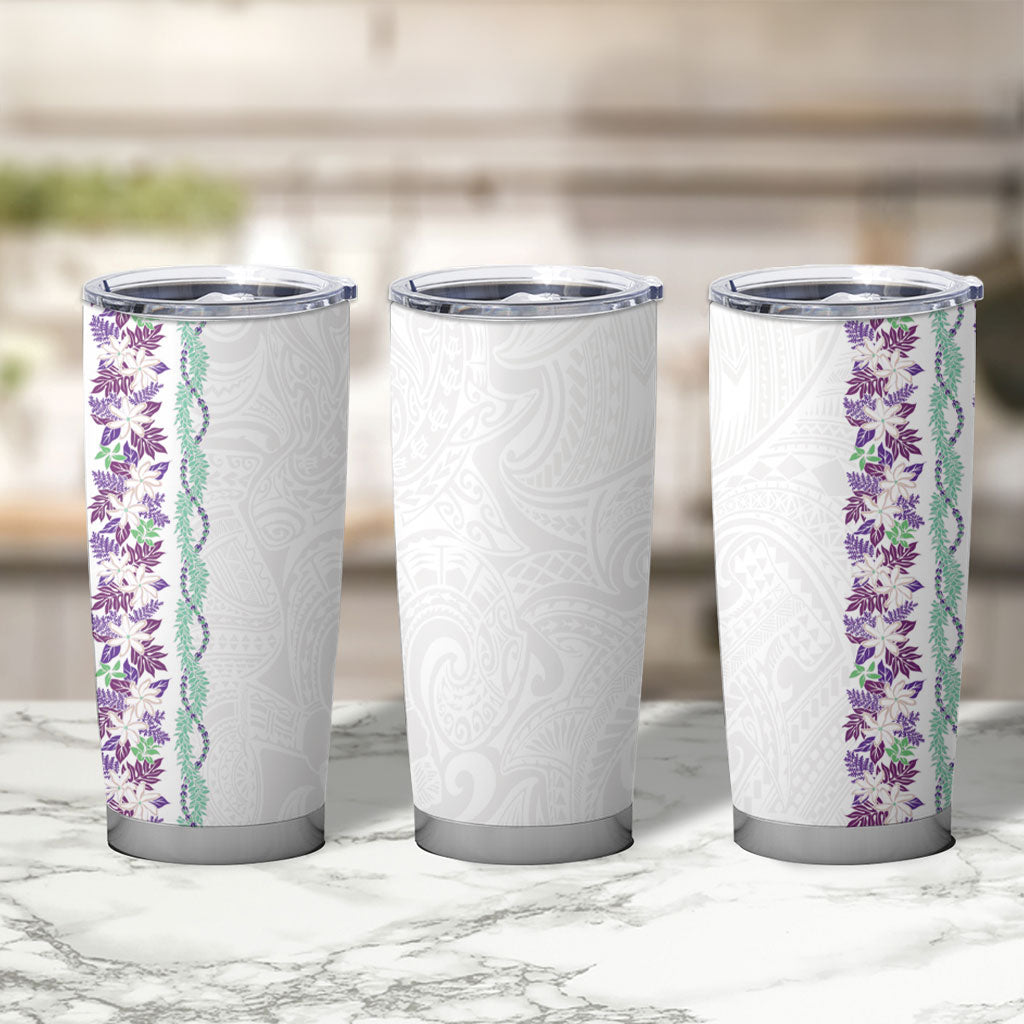 Monstera Tiare Plumeria Tumbler Cup Purple Polynesian Pattern LT01 - Polynesian Pride