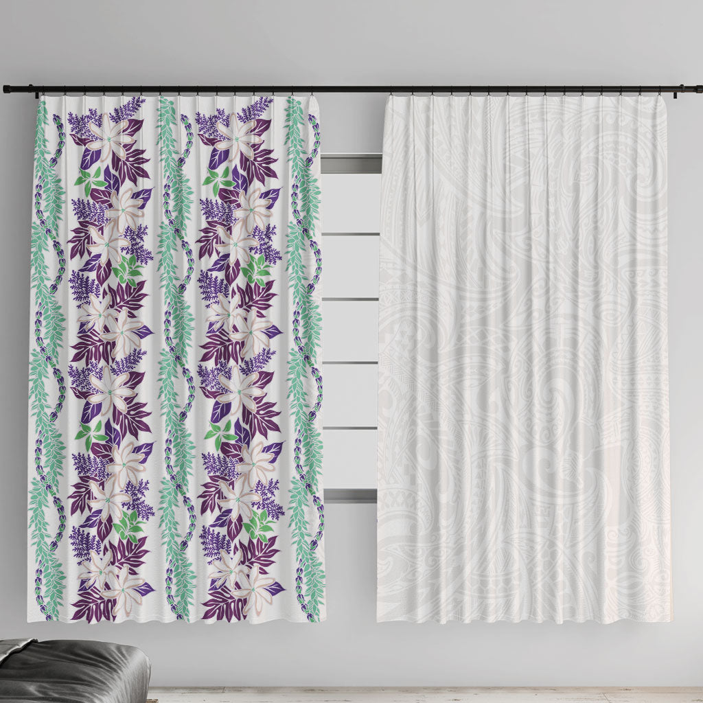 Monstera Tiare Plumeria Window Curtain Purple Polynesian Pattern LT01 With Hooks Purple - Polynesian Pride