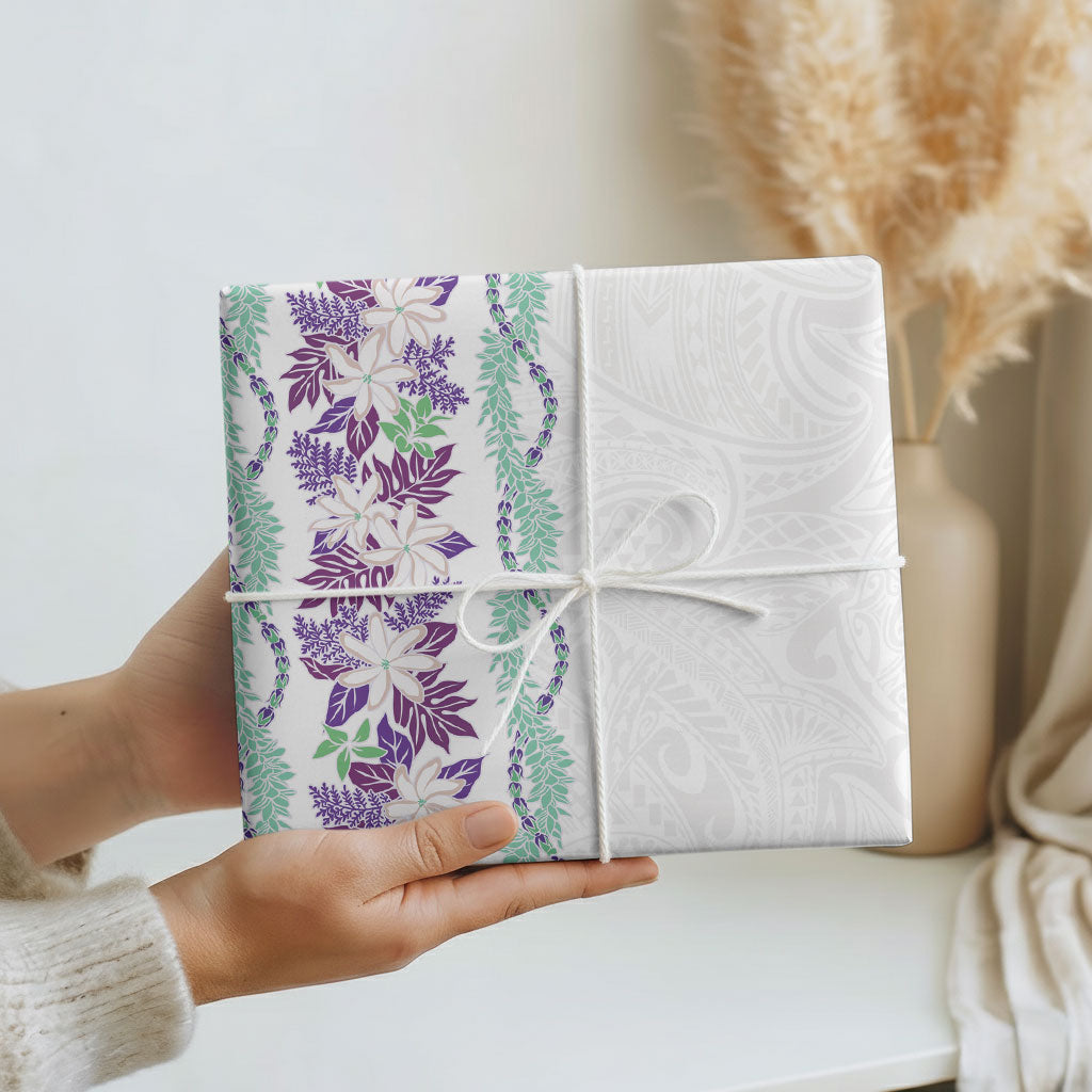 Monstera Tiare Plumeria Wrapping Paper Purple Polynesian Pattern LT01 - Polynesian Pride