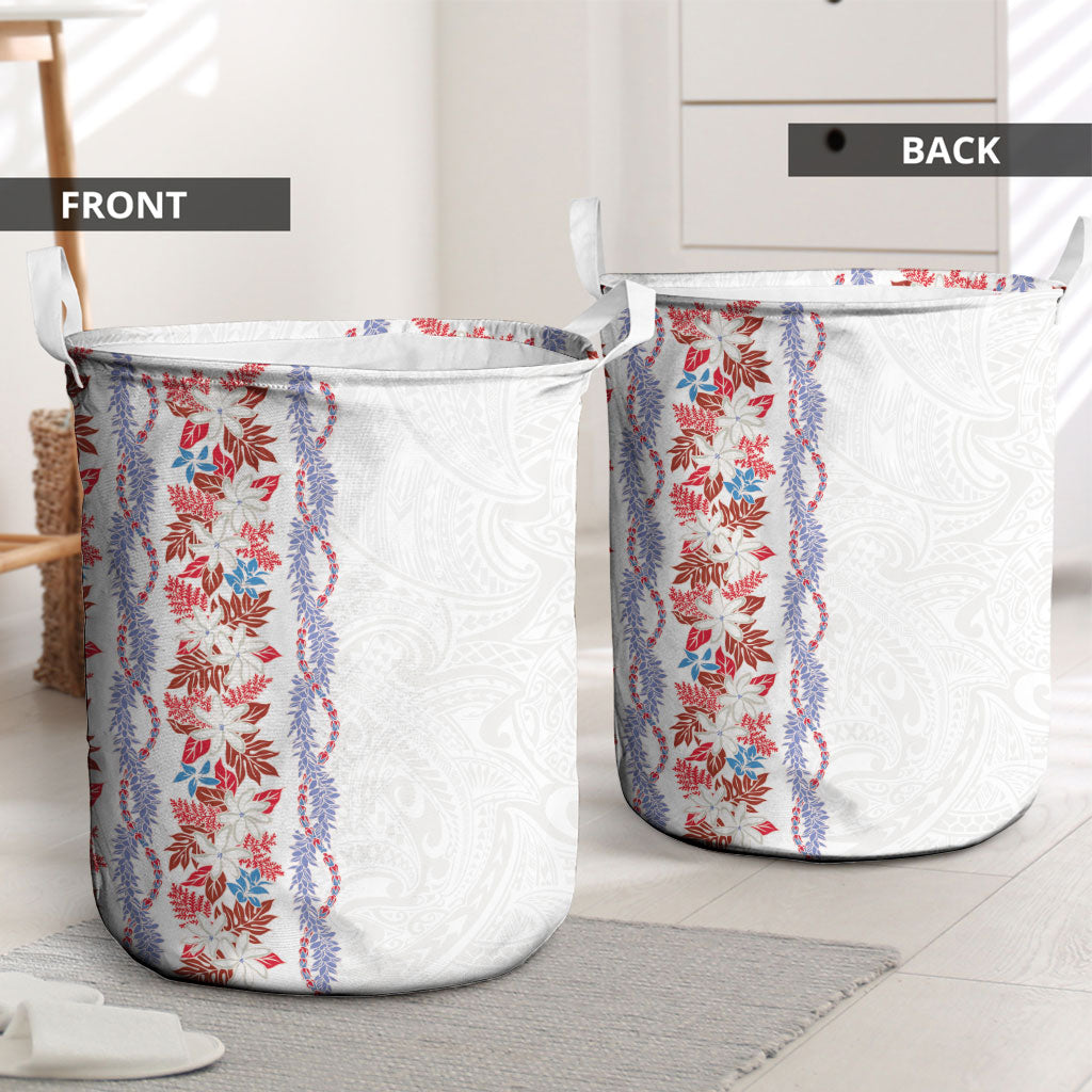 Monstera Tiare Plumeria Laundry Basket Red Polynesian Pattern LT01 - Polynesian Pride