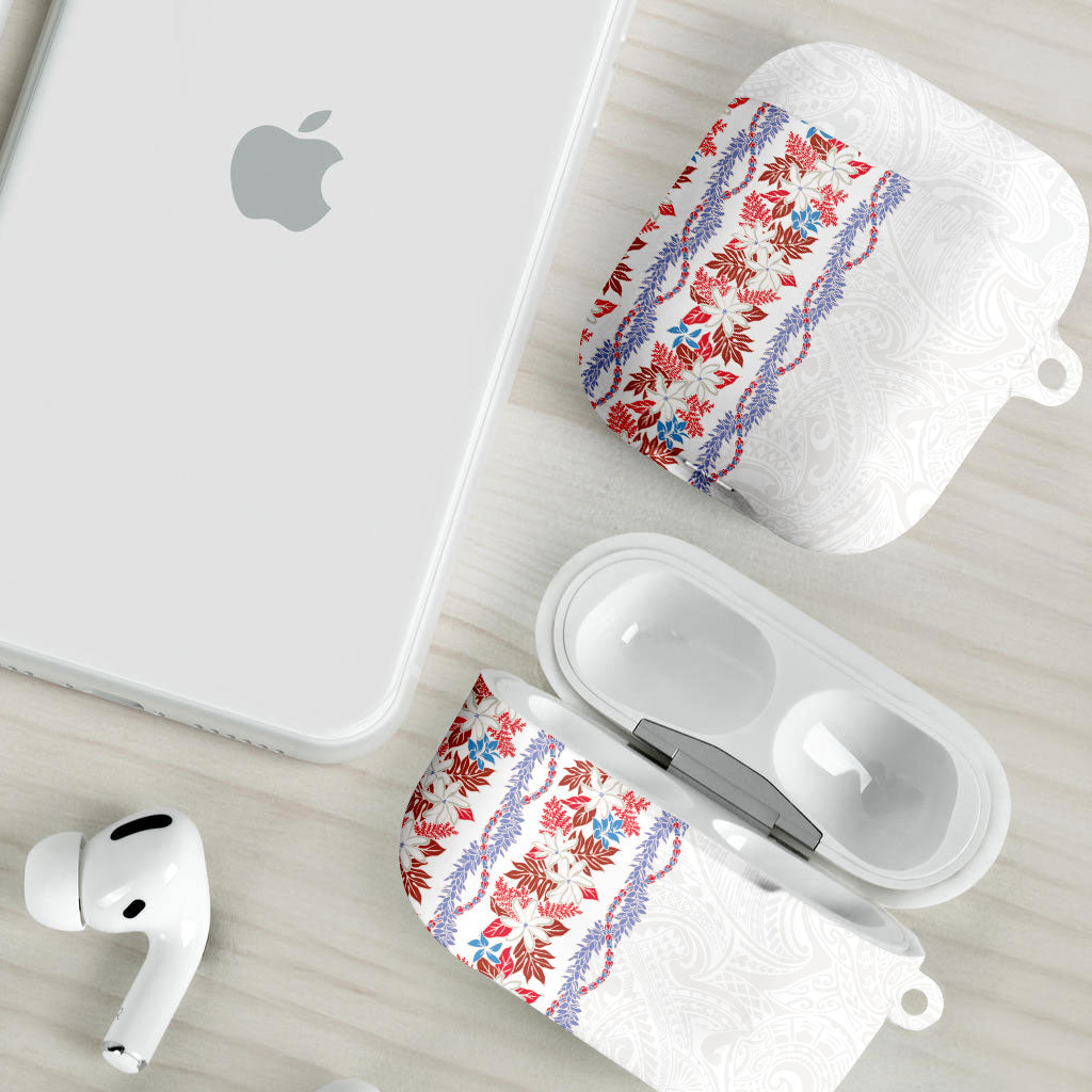 Monstera Tiare Plumeria AirPods Case Red Polynesian Pattern LT01 - Polynesian Pride