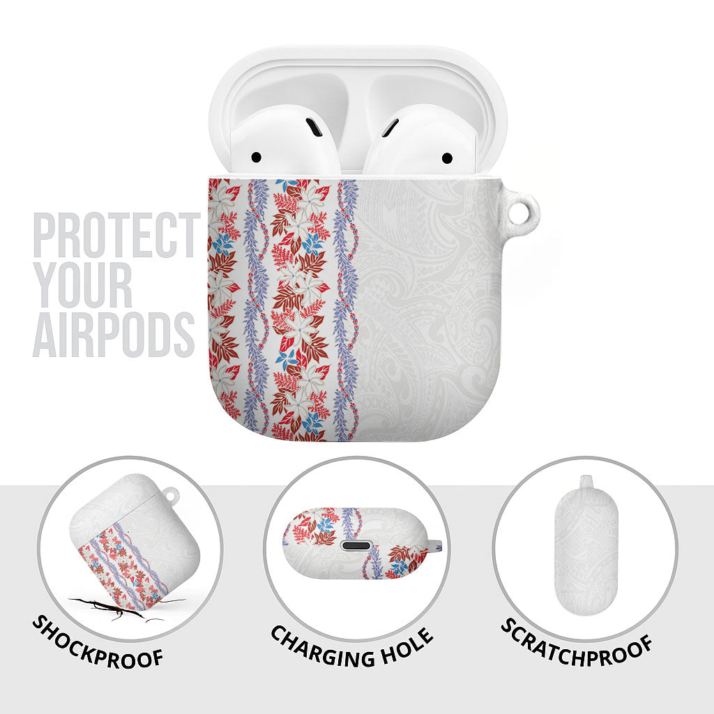 Monstera Tiare Plumeria AirPods Case Red Polynesian Pattern LT01 - Polynesian Pride