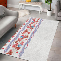 Monstera Tiare Plumeria Area Rug Red Polynesian Pattern LT01 - Polynesian Pride
