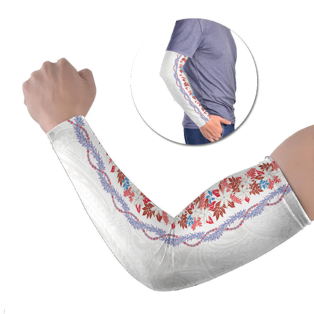 Monstera Tiare Plumeria Arm Sleeves Red Polynesian Pattern LT01 Set of 2 Red - Polynesian Pride