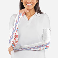 Monstera Tiare Plumeria Arm Sleeves Red Polynesian Pattern LT01 - Polynesian Pride