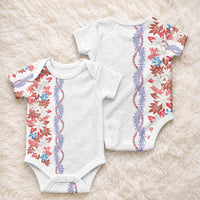 Monstera Tiare Plumeria Baby Onesie Red Polynesian Pattern LT01 - Polynesian Pride