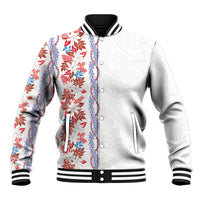Monstera Tiare Plumeria Baseball Jacket Red Polynesian Pattern LT01 Unisex Red - Polynesian Pride