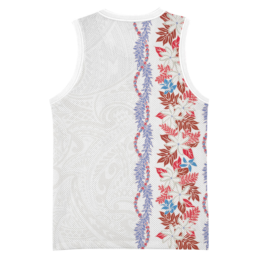 Monstera Tiare Plumeria Basketball Jersey Red Polynesian Pattern LT01 - Polynesian Pride