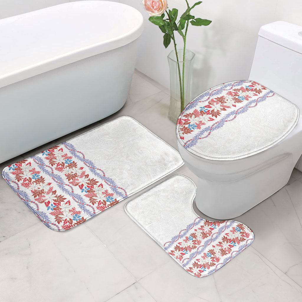 Monstera Tiare Plumeria Bathroom Set Red Polynesian Pattern LT01 - Polynesian Pride