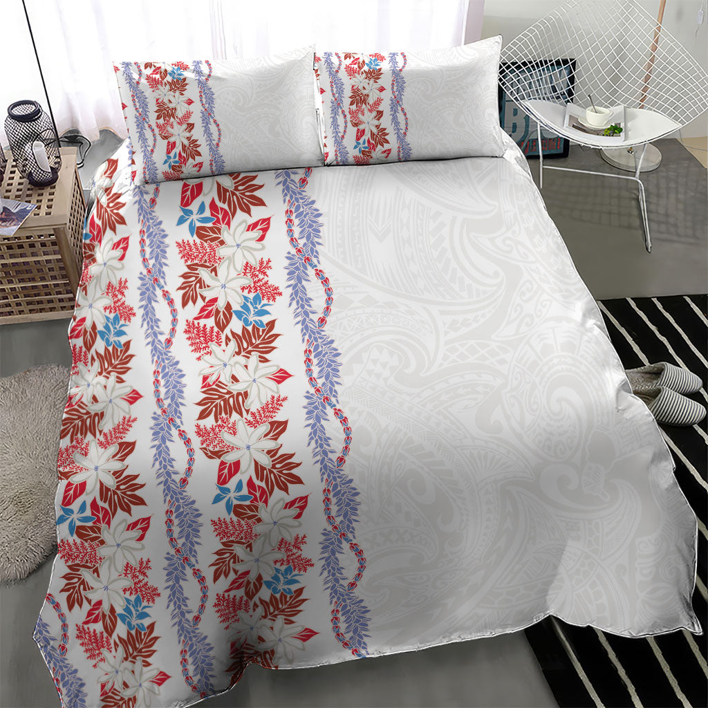 Monstera Tiare Plumeria Bedding Set Red Polynesian Pattern LT01 - Polynesian Pride