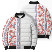 Monstera Tiare Plumeria Bomber Puffer Jacket Red Polynesian Pattern LT01 - Polynesian Pride