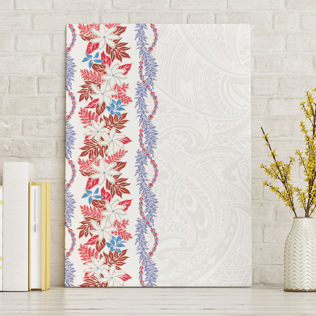 Monstera Tiare Plumeria Canvas Wall Art Red Polynesian Pattern LT01 Without Frame Red - Polynesian Pride