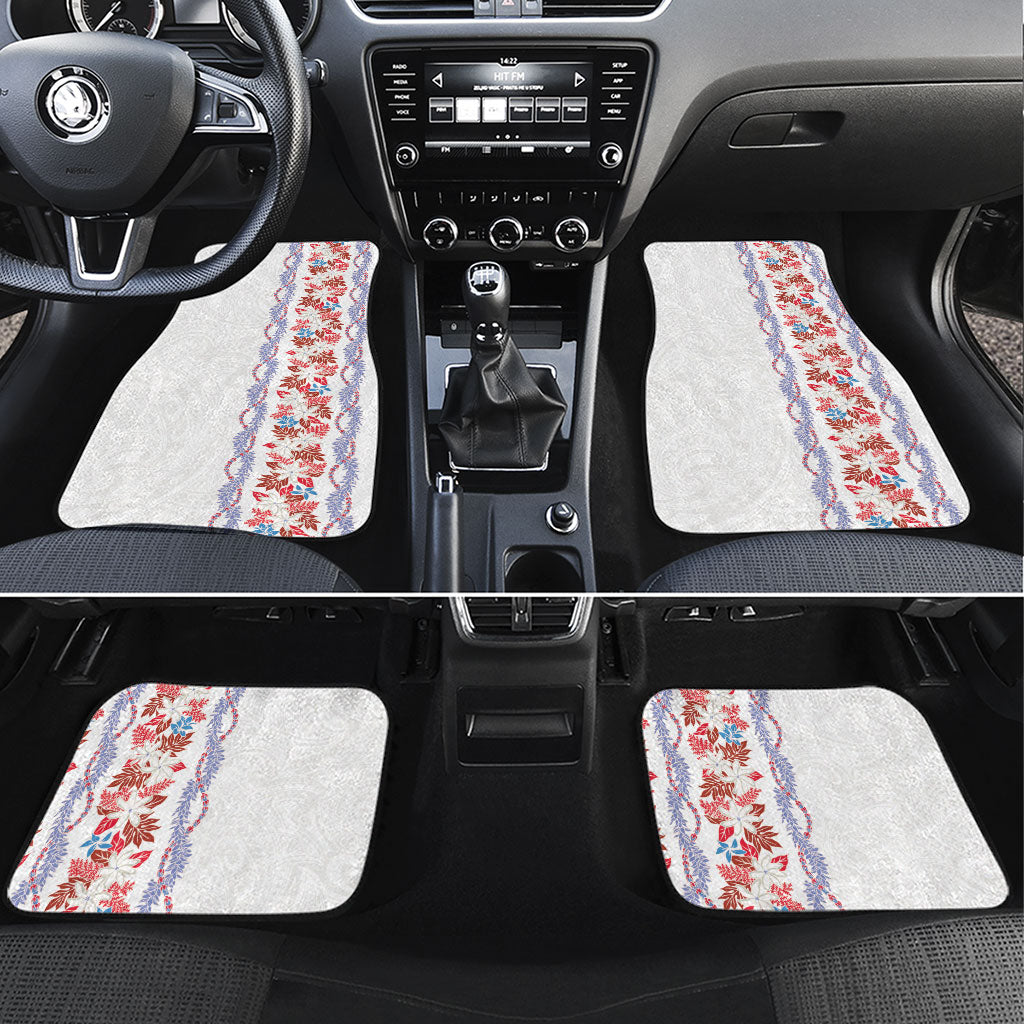 Monstera Tiare Plumeria Car Mats Red Polynesian Pattern LT01 Set 4pcs Red - Polynesian Pride