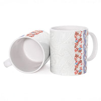 Monstera Tiare Plumeria Ceramic Mug Red Polynesian Pattern LT01 - Polynesian Pride