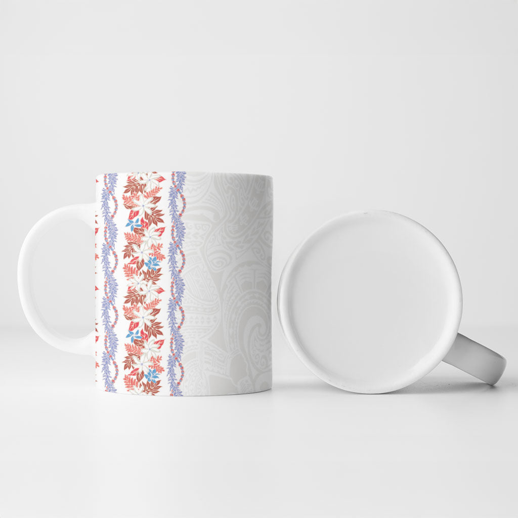 Monstera Tiare Plumeria Ceramic Mug Red Polynesian Pattern LT01 - Polynesian Pride