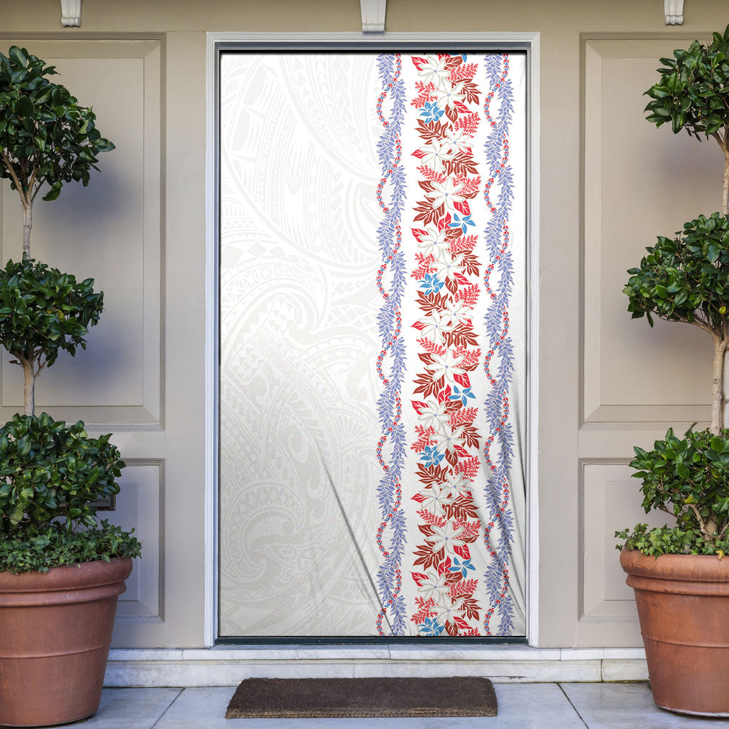 Monstera Tiare Plumeria Door Cover Red Polynesian Pattern LT01 Red - Polynesian Pride
