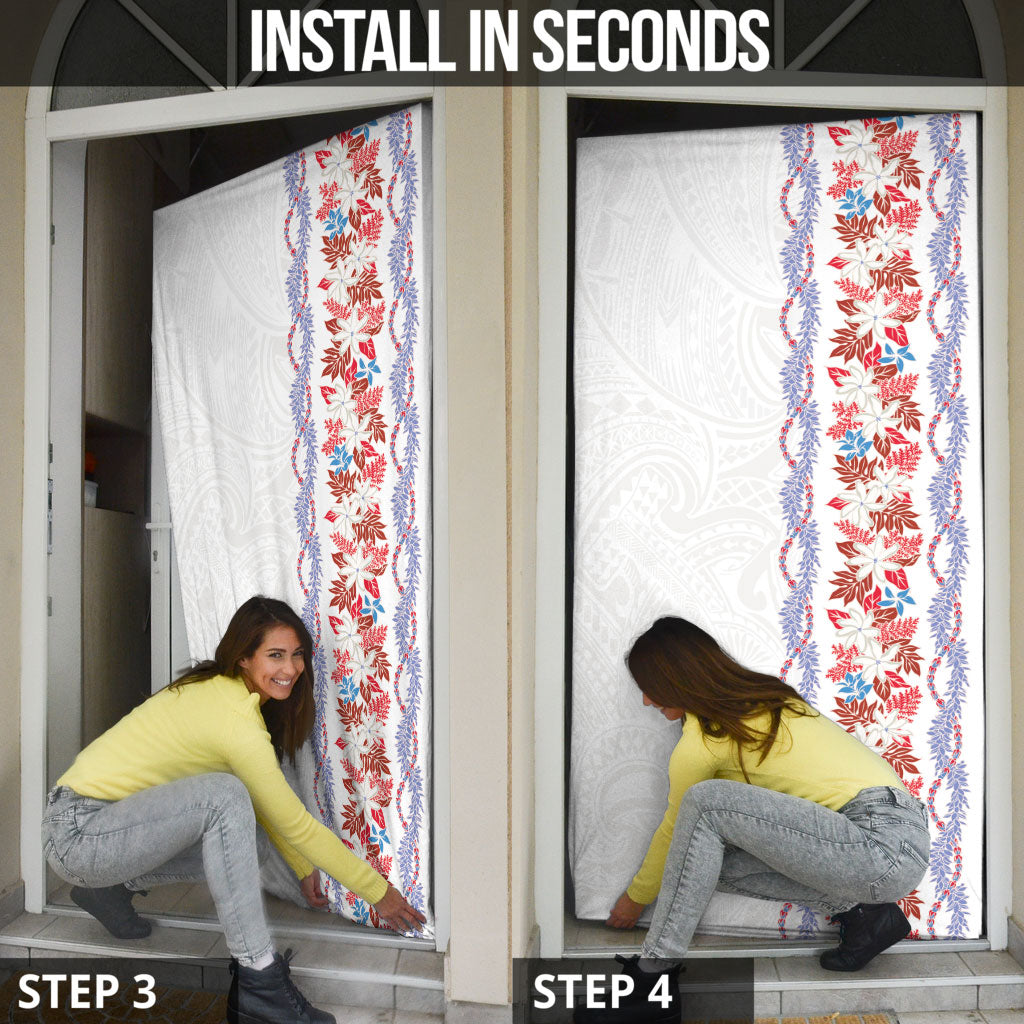 Monstera Tiare Plumeria Door Cover Red Polynesian Pattern LT01 - Polynesian Pride