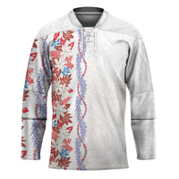 Monstera Tiare Plumeria Hockey Jersey Red Polynesian Pattern LT01 Unisex Red - Polynesian Pride