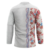 Monstera Tiare Plumeria Hockey Jersey Red Polynesian Pattern LT01 - Polynesian Pride