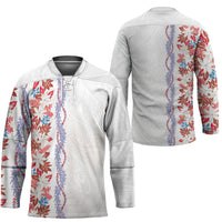 Monstera Tiare Plumeria Hockey Jersey Red Polynesian Pattern LT01 - Polynesian Pride