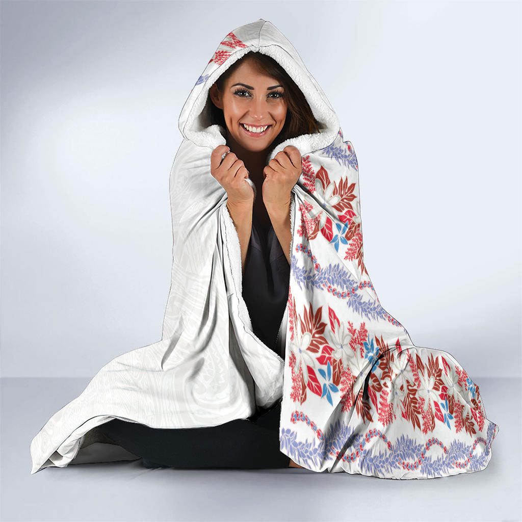 Monstera Tiare Plumeria Hooded Blanket Red Polynesian Pattern LT01 - Polynesian Pride