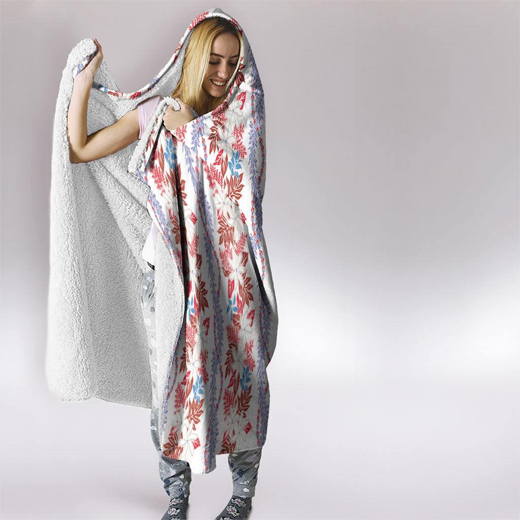 Monstera Tiare Plumeria Hooded Blanket Red Polynesian Pattern LT01 - Polynesian Pride