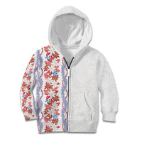 Monstera Tiare Plumeria Kid Hoodie Red Polynesian Pattern LT01 Zip Hoodie Red - Polynesian Pride