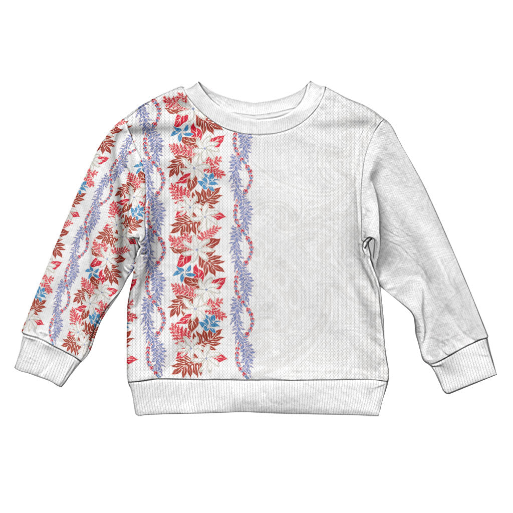 Monstera Tiare Plumeria Kid Ugly Christmas Sweater Red Polynesian Pattern LT01 Kid Red - Polynesian Pride
