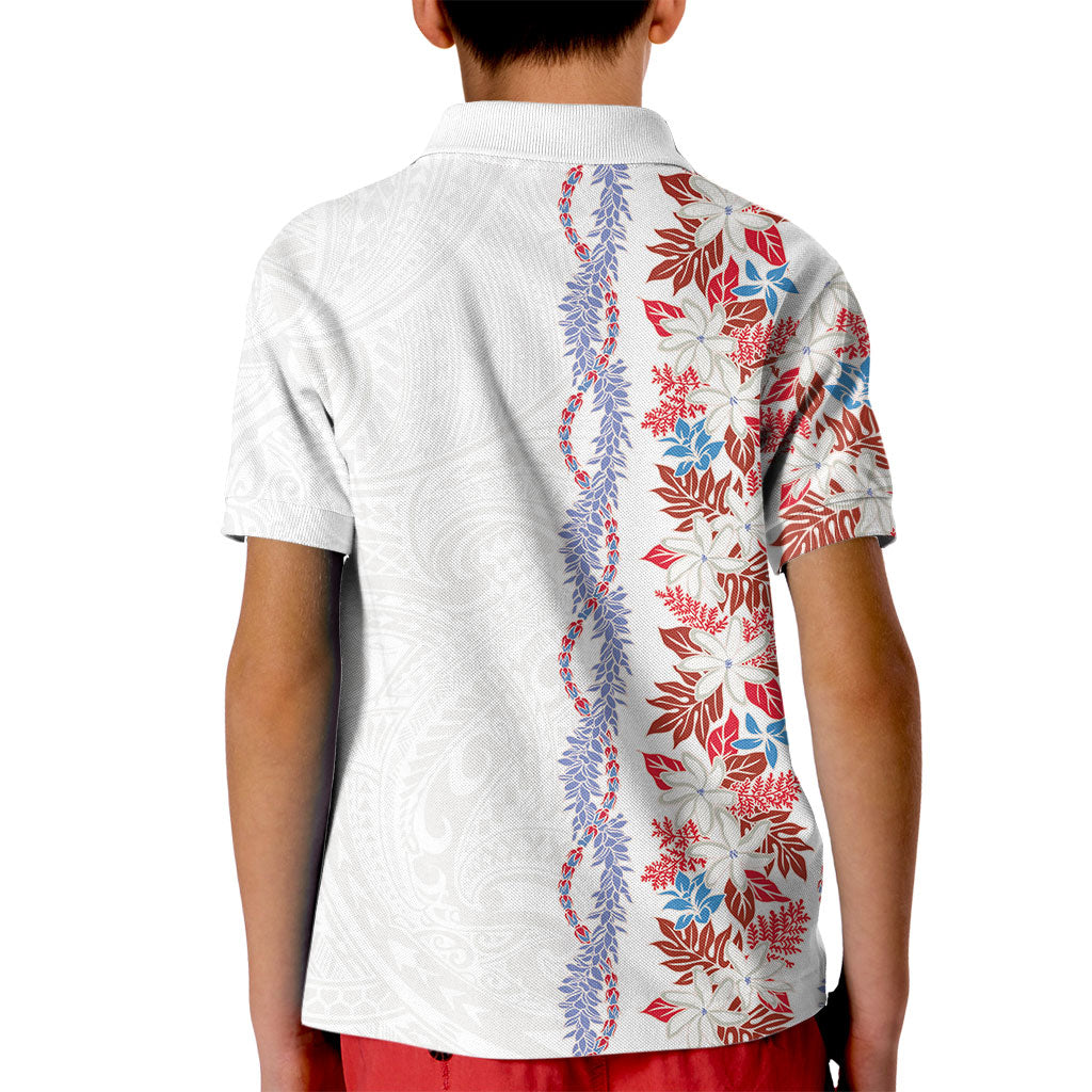 Monstera Tiare Plumeria Kid Polo Shirt Red Polynesian Pattern LT01 - Polynesian Pride